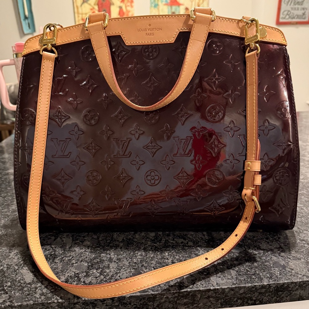Louis Vuitton Dark Burgundy and Tan Shoulder Bag